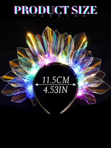 JAKAWIN Light Up Headband LED Crown Mardi Gras Headpiece Rave Hair Accessories for Women