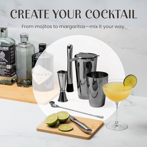 Mixology & Craft Cocktail Shaker Set: 11-Piece Weighted Boston Shaker Kit | Complete Cocktail Kit Gift Set | Top Bartender...