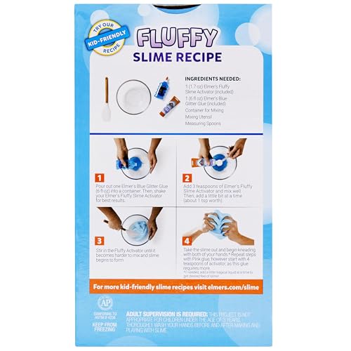 Elmer’s Fluffy Slime Kit, Includes Translucent Color Glue, Glitter Glue, Fluffy Slime Activator, 4 Count - Perfect for Bir...