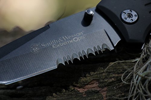 Smith & Wesson SWFR2S 8in High Carbon S.S. Folding Knife with 3.3in Tanto Point Serrated Blade and Aluminum Handle for Out...