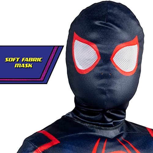 Marvel Integrated Spider-Man Official Youth Deluxe Zentai Costume - Stretch Spandex with Hidden Zippers and Wrist Slits (M) Blue