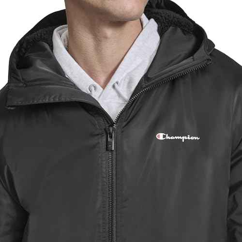 Champion mens Sherpa Lined Mid-length Sideline Jacket With Hood