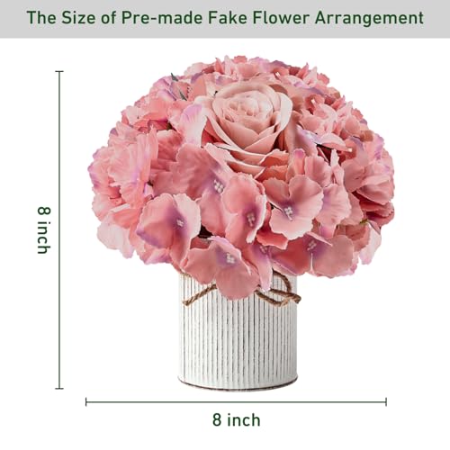 DIYDOFUN Flower Table Centerpieces - Set of 6 Floral Arrangement Artificial Wedding Hydrangeas Floral Arrangement with Rus...