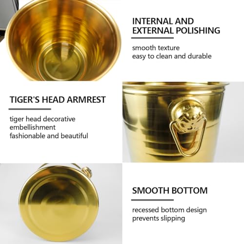 5L Metal Ice Buckets Insulated Ice Bucket Stainless Steel Ice Bucket Drink Cooler Wine Champagne Bucket for Home Restauran...