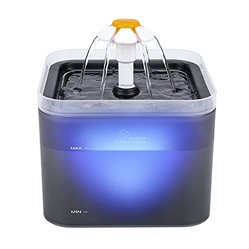 Cat Water Fountain, 67oz/2L Automatic Cat Drinking Fountain, Pet Water Fountain with LED Light and Filter for Cats and Sma...