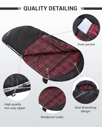 KingCamp Sleeping Bag for Adults, Cold Weather & Warm Extra Wide Big & Tall XL Portable Waterproof Flannel Sleeping Bags, ...