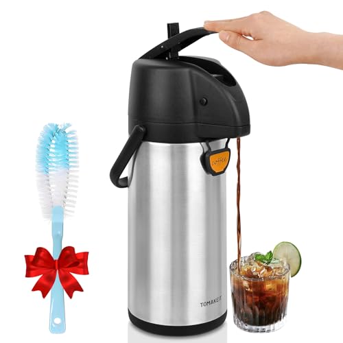 TOMAKEIT Airpot Coffee Dispenser Thermal with Pump,3L/102 Oz Insulated Stainless Steel Large Airpot Coffee Carafe Lever Ac...