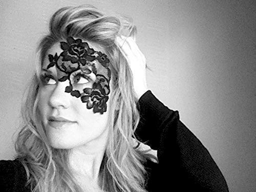 Adhesive Black Lace Masquerade Mask (reusable) by Laced And Waisted - sticks directly to skin & stays in place for hours, ...