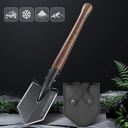 MASTIFF GEARS Tactical Survival Shovel - 48.5cm/19in, Axe/Machete Replacement, HRC 42-48 1050 Steel Spade, Hand-Carbonized...