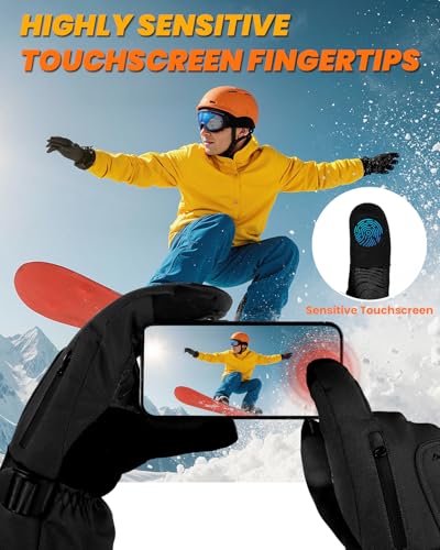 GXCROR Winter Gloves for Men & Women, Waterproof Touchscreen Ski Gloves with 3M Thinsulate -22°F Warmth, Windproof Cold We...