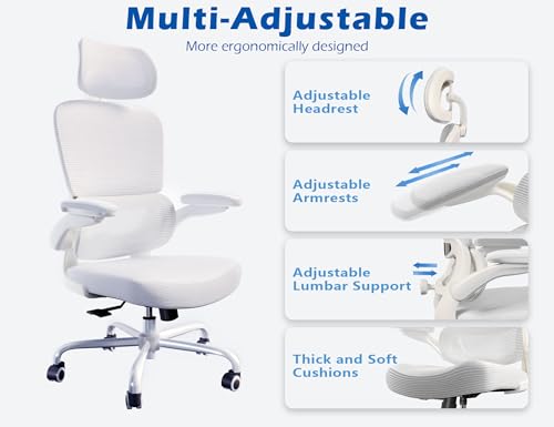 TRALT Ergonomic Office Chair - Desk Chair with Adjustable Headrest Lumbar Support Computer Chair - Mesh Comfy Chair with F...