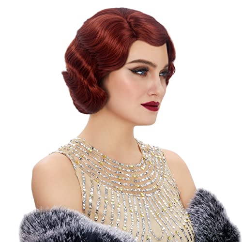 STfantasy 20S Finger Wave Wig Flapper Curly Synthetic Hair for Women 1920s Cosplay Costume Halloween Party Daily Everyday ...