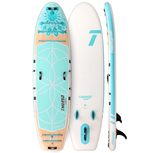 THURSO SURF Tranquility 10 ft 8 Yoga Paddle Board Inflatable Stand Up Paddleboard Yoga/Pilates/Fitness SUP Board | Woven D...