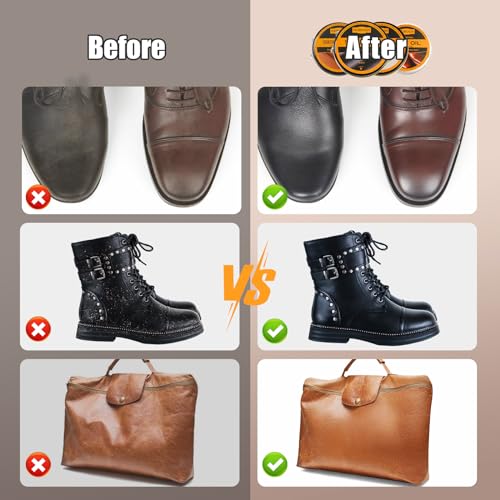 13Pcs Shoe Care Kit for Men & Women,3 Horsehair Shoe Polish Brush,Black Brown Neutral Mink Oil for Shoes,Care for Leather ...