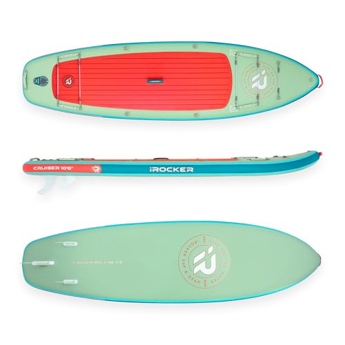 iROCKER Cruiser 7.0 Inflatable Stand Up Paddle Board Premium SUP and Accessories - Beginner Friendly - Extra Wide Base - T...