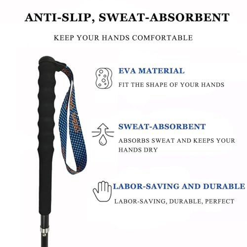 OKHEALING Ultralight Folding Trekking Poles, Set of 2 Ultralight Carbon Fiber Poles with Moisture Transport Handle with St...
