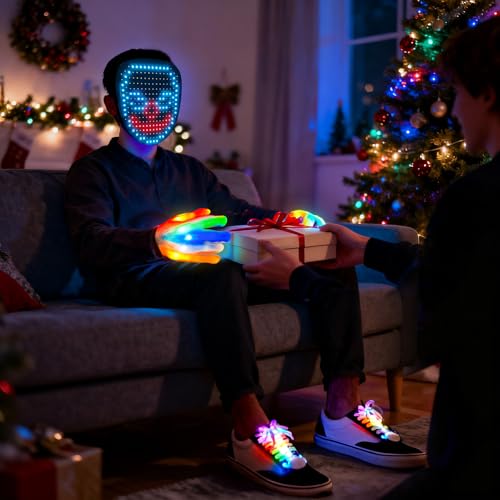 kengvo 3 Pack LED Mask Costume Set with Gesture Sensing, Gifts for Teens, Cool Stuff Christmas Toys, Light Up Mask Gloves ...