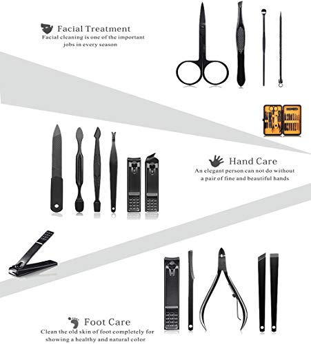 Keiby Citom Professional Stainless Steel Nail Clipper Travel & Grooming Kit Nail Tools Manicure & Pedicure Set of 15pcs wi...