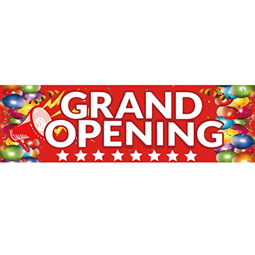 Grand Opening Banner, 3 x 10 ft New Store Grand Opening Sign and Rope, Oxford Cloth Large Advertising Backdrop Decor for S...