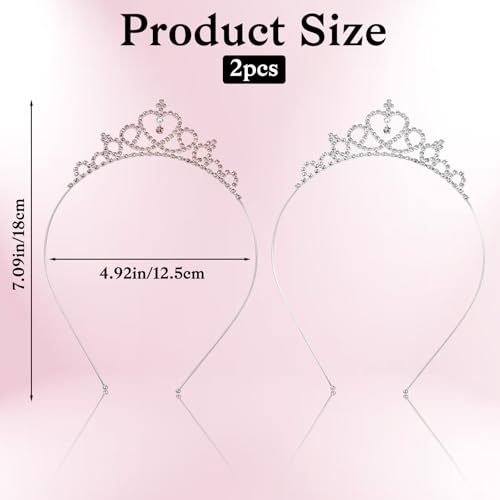 Bruislard 2 Pack Crown Headband for Women Princess Tiara Heart Rhinestone Glittering Crystal Crown Adjustable Non-Slip Bir...