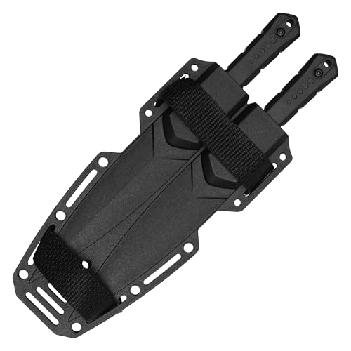 LALAPORT 7.5” Dual Arm Tactical Fixed Blade Knife Set | Spear Point Knives with Forearm Sheath | Survival EDC (BLACK)