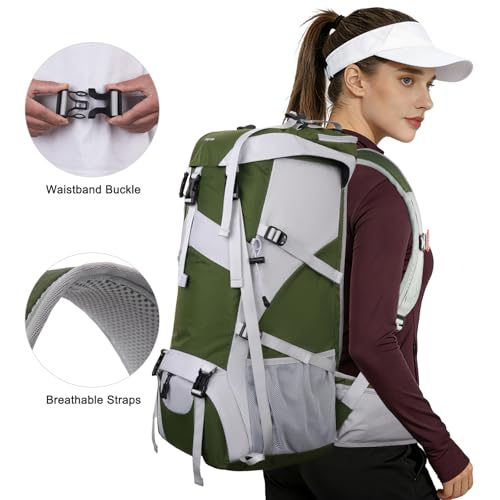MOSISO 50L Hiking Backpack, Waterproof Flap Cover Camping Backpack with Rain Cover for Men Women, Lightweight Sport Daypac...