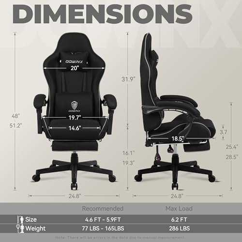 Dowinx Gaming Chair Fabric with Pocket Spring Cushion, Massage Game Chair Cloth with Headrest, Ergonomic Computer Chair wi...
