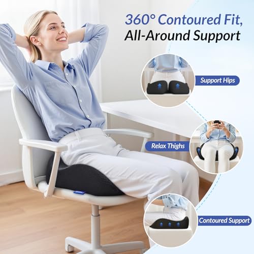 ZIKEE Pioneering Seat Cushion for Pressure Relief, Ergonomic Office Chair Cushion for Sciatica, Back, Hemorrhoids & Tailbo...