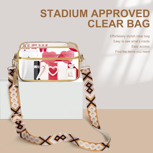 KJPHG Clear Bag Stadium Approved, Clear Crossbody Bag Adjustable Shoulder Strap for Concerts Sports Events Festivals
