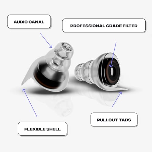 Zound High Fidelity Earplugs for Concerts - Reuseable High Fidelity Concert Ear Plugs for Noise Reduction, Festival Ear Pl...