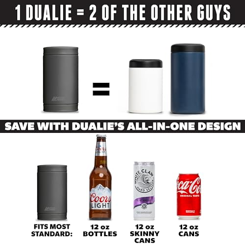DUALIE 3 in 1 Insulated Can Cooler - 15+ Colors - Universal Size for 12 oz Cans, Slim Cans, and Bottles