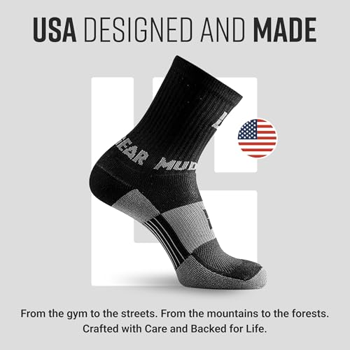 MudGear Crew Length Hiking Socks - Mid-Calf Trekking Socks - Non-Wool Wilderness Hiking Socks - Men and Women - 2-Pack