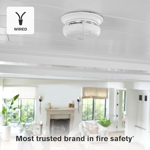 First Alert SMCO100V-AC, Interconnect Hardwire Combination Smoke & Carbon Monoxide Alarm with Battery Backup and Voice & Location Alerts, 6-Pack