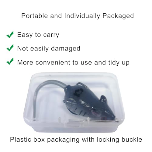 Rat Lure, Mouse Fishing Lure Top Water Baits for Bass Fishing, Weedless Soft Mice Artificial Stuff Jig Hooks for Saltwater...