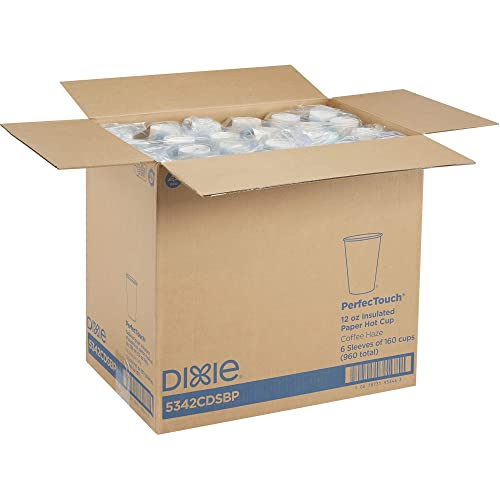 Dixie PerfecTouch 12 oz. Insulated Paper Hot Coffee Cup by GP PRO (Georgia-Pacific), Coffee Haze, 5342CDSBP, 160 Cups Per ...