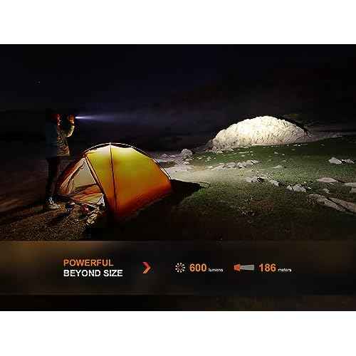 Fenix LD12R EDC Flashlight, 600 Lumen USB-C Rechargeable, AA Compatible, Main and Side Dual LEDs Work Light with Magnetic Clip and Lumentac AA Organizer