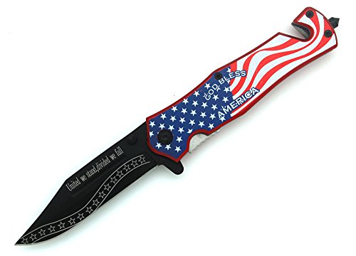 Snake Eye Tactical 90-36Sw-Mc USA Flag Razor Sharp Survival Rescue Folder Action Assisted Knife