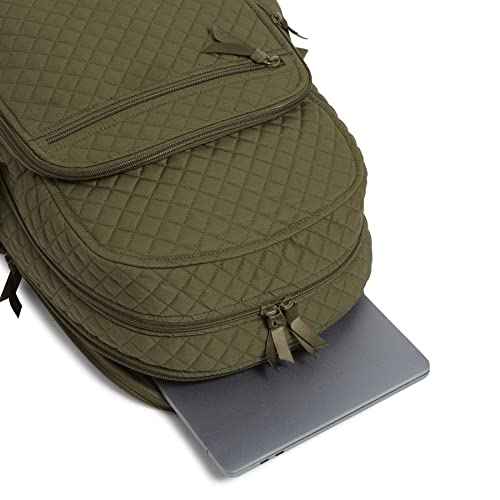 Vera Bradley Women's Cotton Campus Backpack, Climbing Ivy Green - Recycled Cotton, One Size