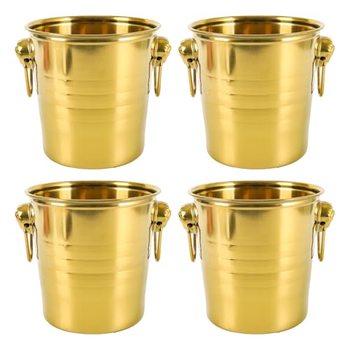 4 Pcs Stainless Steel Champagne Bucket, 3 Qt Double Wall Ice Bucket with Handles, Metal Wine Chiller for Champagne, Beer, ...