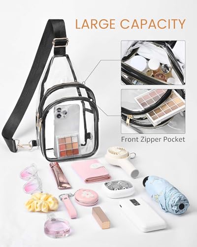 HULISEN Clear Sling Bag for Stadium Events, Clear Purse for Women, Stadium Approved Crossbody Handbag for Concerts Sports Fan