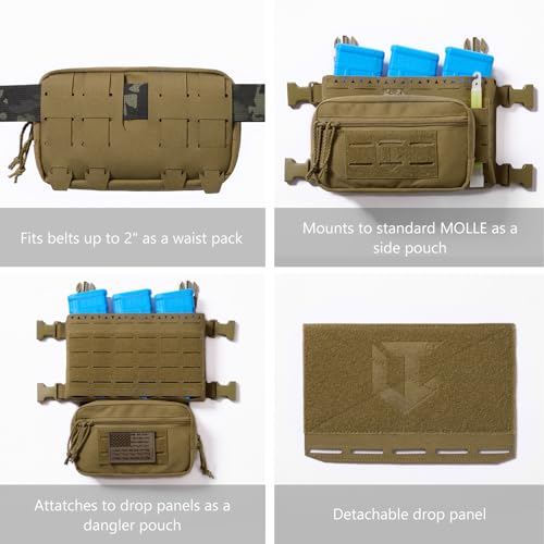 VisionTac Tactical Admin Pouch Laser Cut MOLLE EDC Tool Organizer with Carabiner and Keychain Modular Dangler Utility Sack
