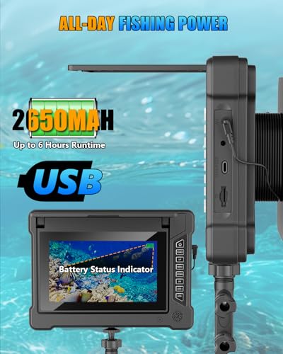 7-Inch Underwater Fishing Camera 1200TVL HD | 30M/98FT Cameras for Fishing with 6 White & 6 IR LEDs | IP68 Waterproof Ice ...