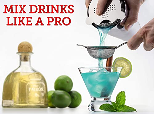 Bartender Kit with Stainless Steel Boston Shaker Bottle | 11-Piece Cocktail Shaker Set with Weighted Design, Premium Bar A...
