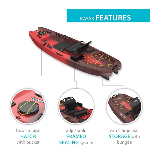 Lifetime Manta Angler Kayak 10', Stand-Up Fishing Kayak, 6 Rod Holders, Adjustable Seat