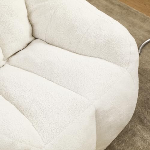 hausway Bean Bag Chair, Comfy Bean Bag Sofa with Tufted Soft Stuffed Filling, Fluffy Bean Bag Chair with Memory Foam,Stuffed Floor Sofa for Dorm, Apartment, Living Room (White)