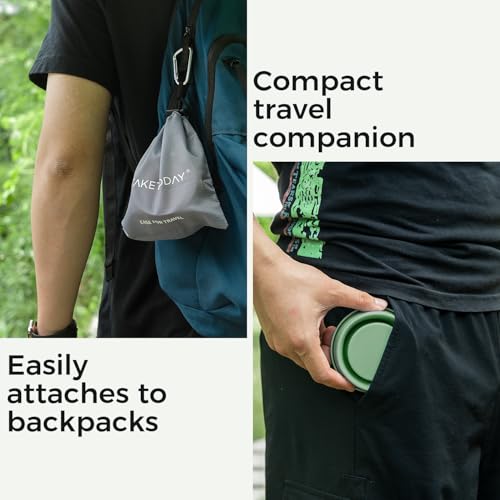 TakeToday Collapsible Travel Cup - Silicone Foldable Water Cup, BPA-Free with Lid & Waterproof Bag - Drinking Cup Set for ...