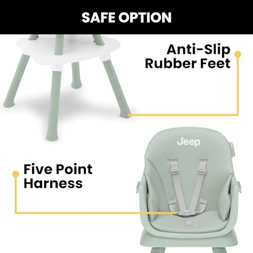 Jeep Milestone 6-in-1 High Chair by Delta Children - High Chair Converts to Stool, Booster Seat, Toddler Chair, Activity T...