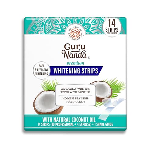 GuruNanda Teeth Whitening Strips - 7-Day Treatment with Non-Slip, Dry Strip Technology - Whitening Designed with Care for ...