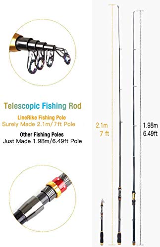 LineRike Fishing Rod and Reel Combo, Carbon Fiber Telescopic Fishing Pole with Spinning Reel, Fishing Line, Fishing Lures,...