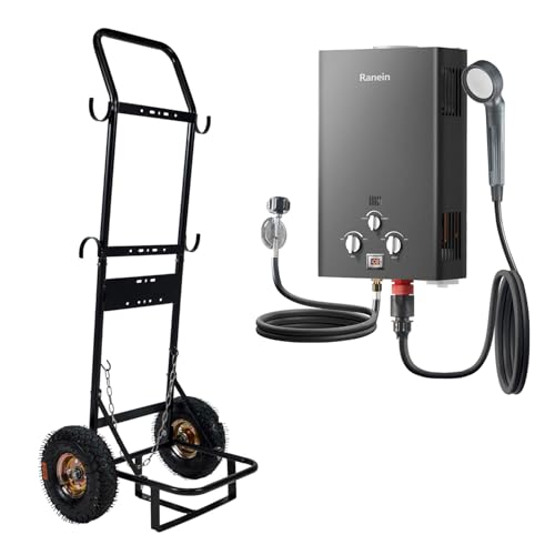 2025 GEN II Ranein 18L Portable Propane Water Heater with Dolly Hand Cart, Outdoor Up to 4.74 GPM, 85,300 BTU On Demand In...